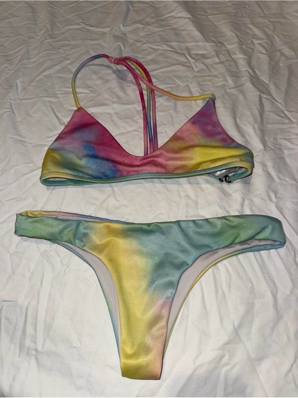 Pastel Rainbow Tie-Dye Bikini Set - Multicolor
